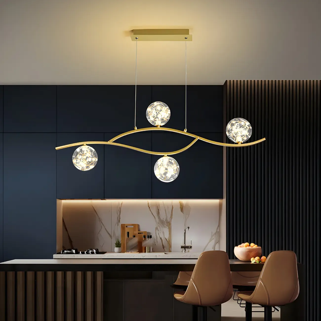 Modern Adjustable Clear Glass LED Pendant Light