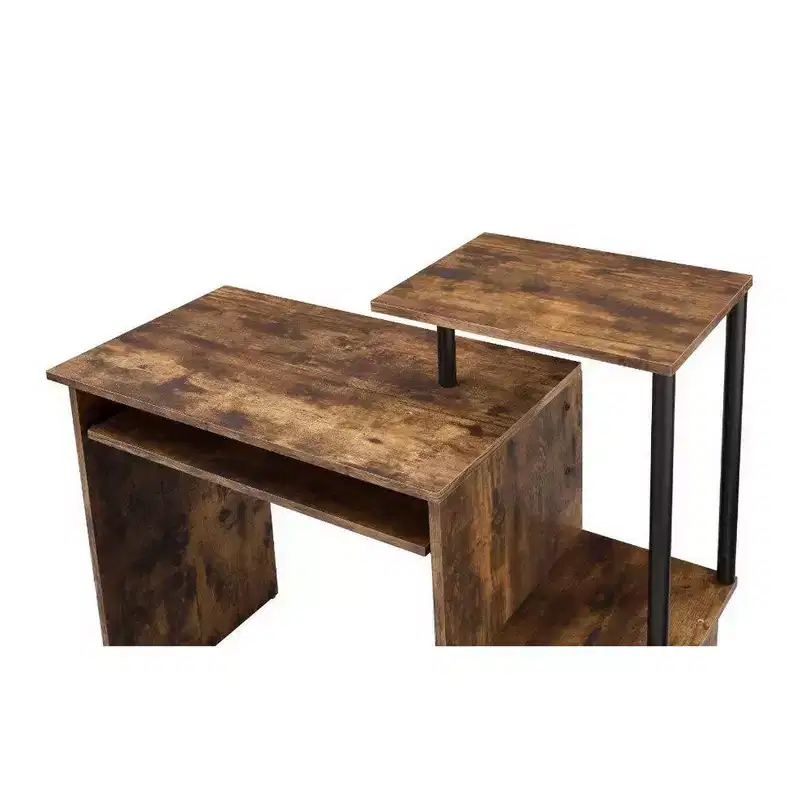 Royal Hampton Computer Desk with Built In Bookshelf, Weathered Oak and Black