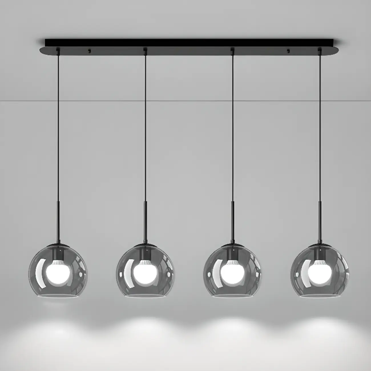 Modern 3-Light Glass Kitchen Pendant Light Adjustable Height