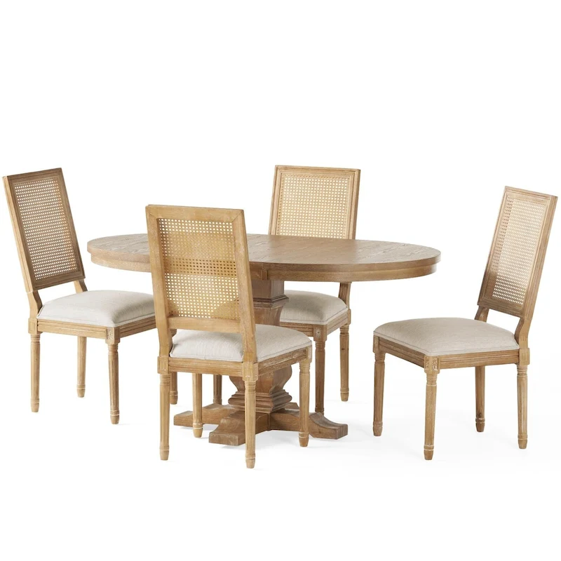 Pampas Wood and Cane Dining Set by Christopher Knight Home