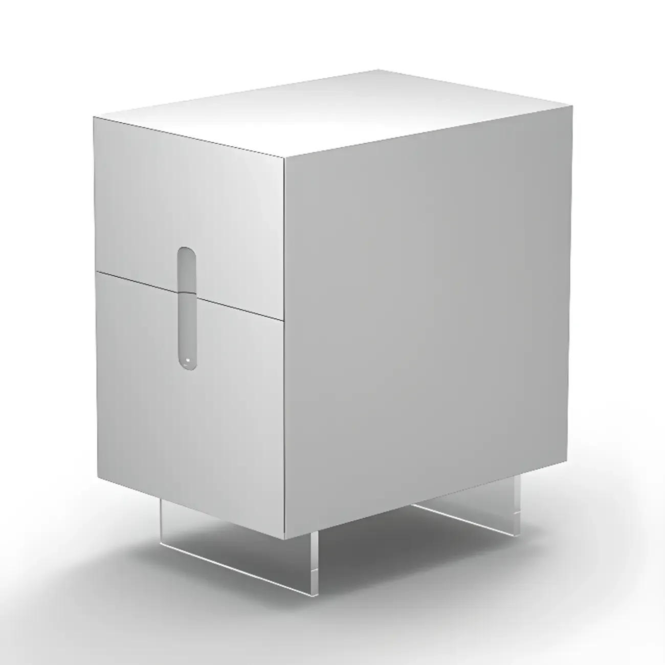Modern White Wood Clear Base 2-Drawer Nightstand