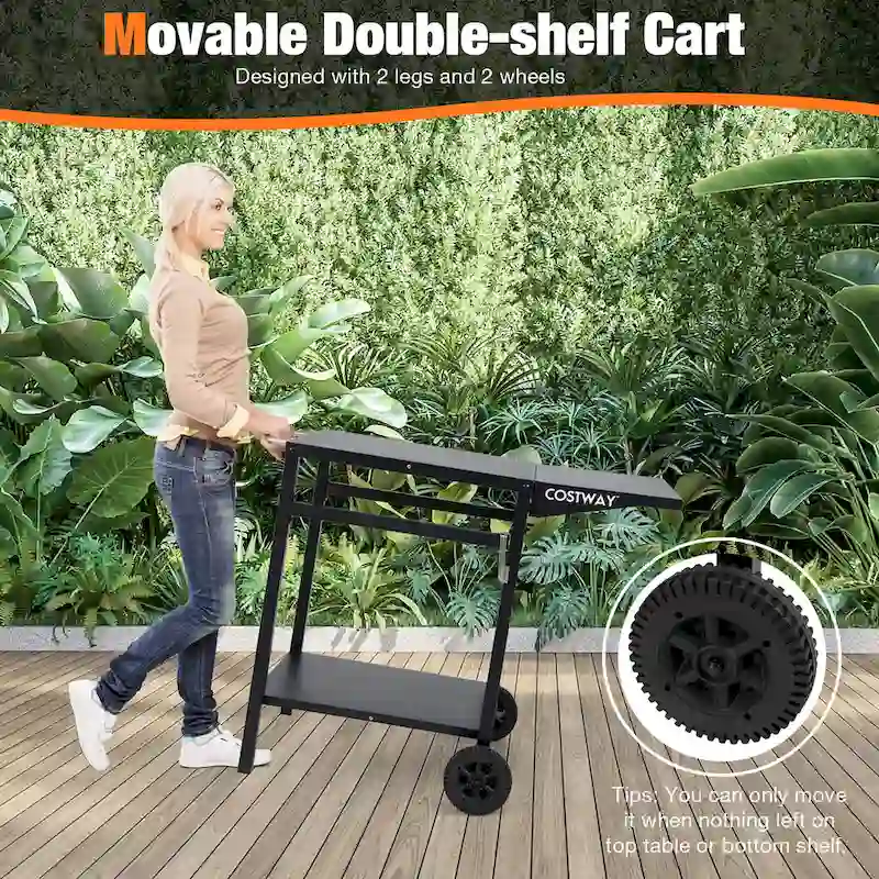 Double-Shelf Movable Dining Cart Table Multifunctional Kitchen - See Details
