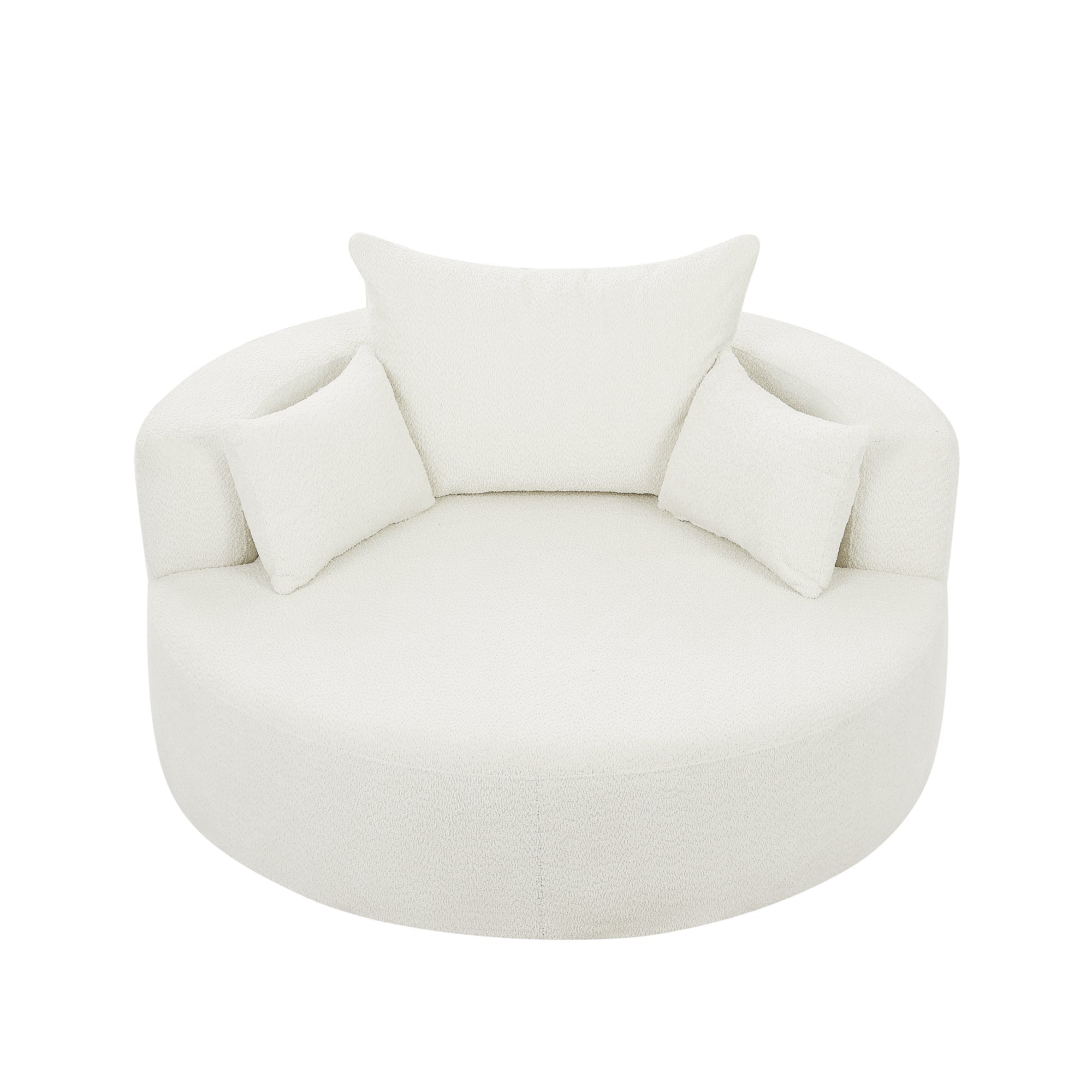 Walker Edison | 360¡ã Swivel Accent Round Sofa Chair with Pillows