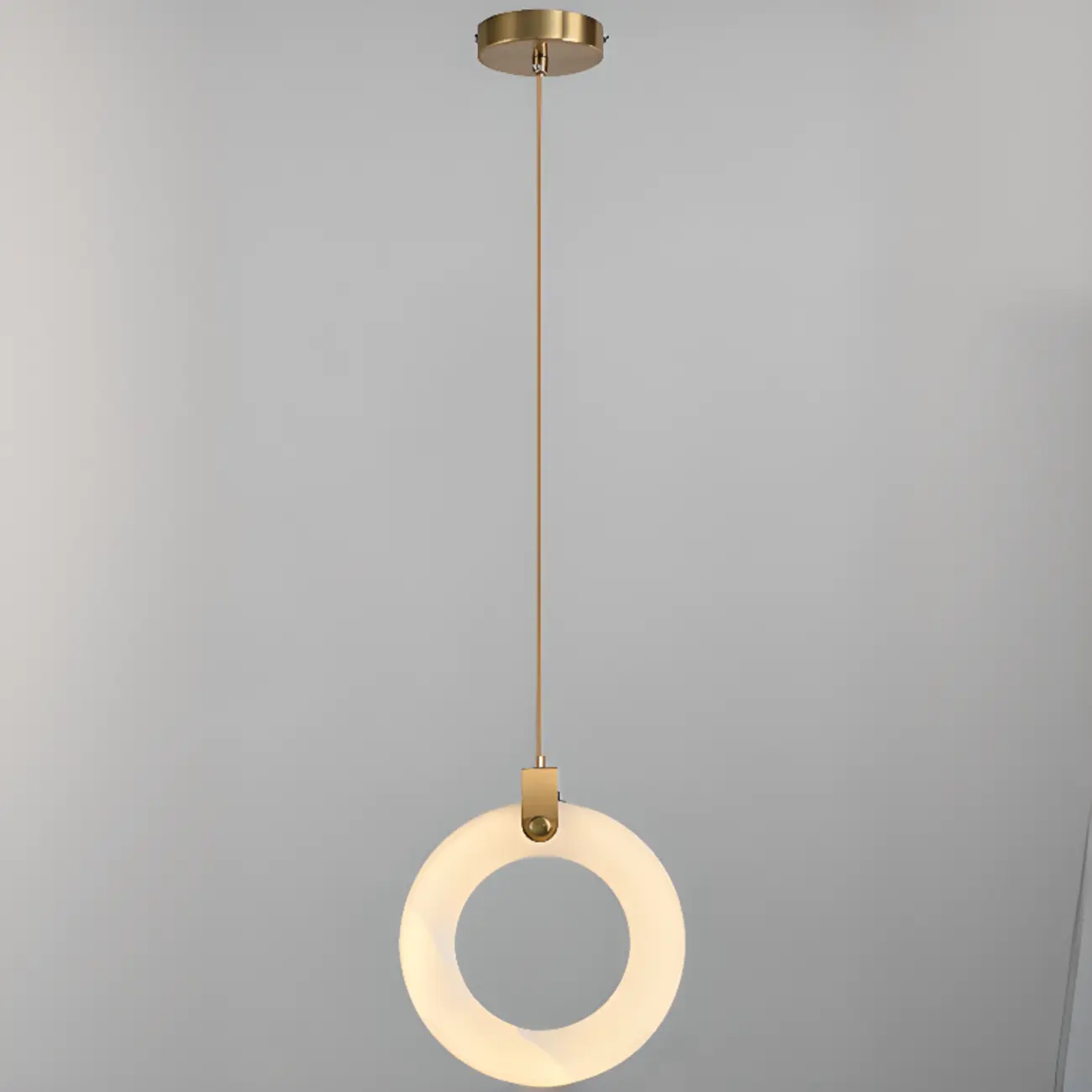 Adjustable Gold Metal Circle Hanging Pendant Light