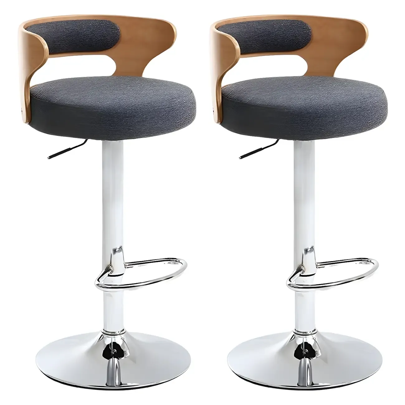 Adjustable Round Leather Swivel Bar Stools with Back