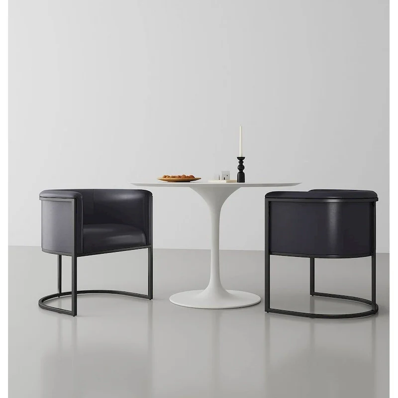 Faux Leather Dining Chairs Set of 2 - Pebble/White/Saddle/Tan/Black