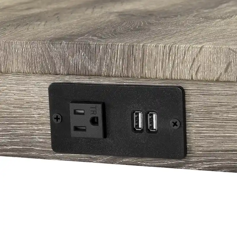 Bar Dining Table Set and 3 Bar Stools with Power Outlet Kitchen Breakfast Nook Wooden Dining Table Chairs Sets