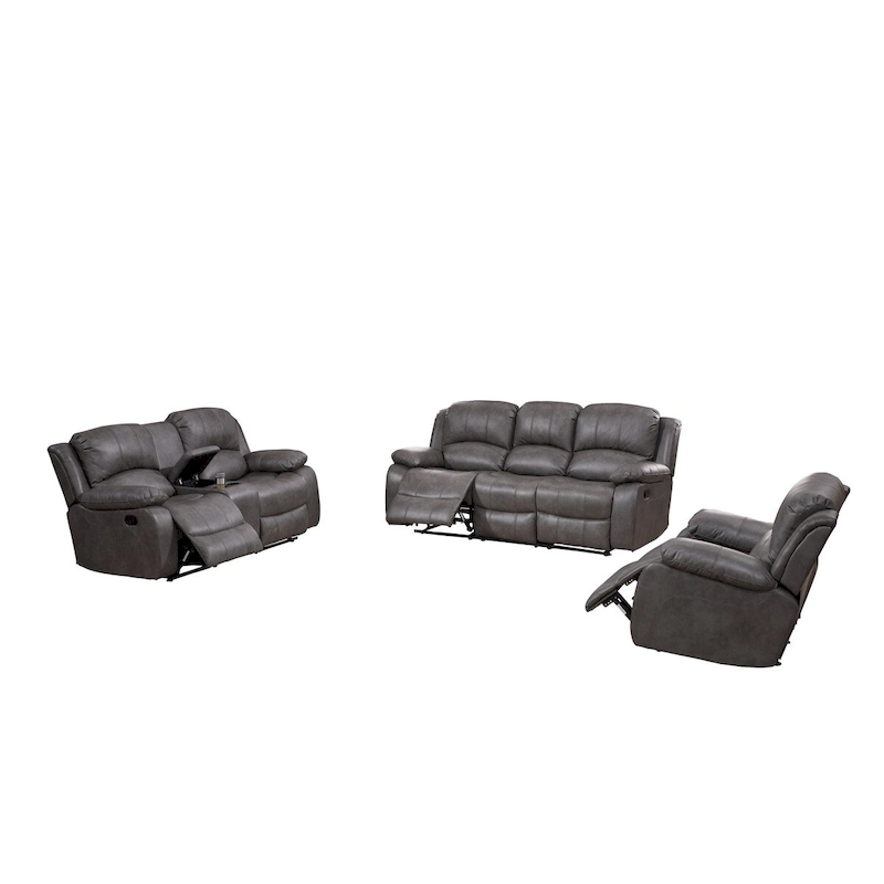Betsy Furniture 3 Piece Bonded Leather Reclining Living Room Set, Sofa, Loveseat and Glider Chair