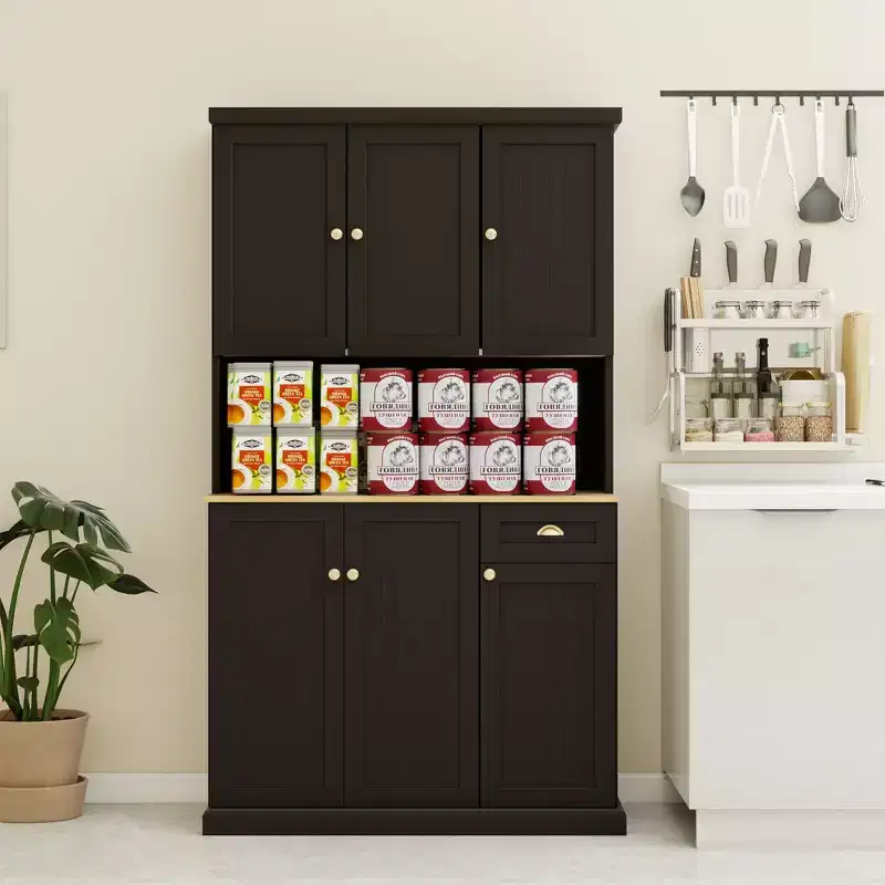 AndMakers Wood 39.76 in. Pantry Cabinet with Adjustable Shelves