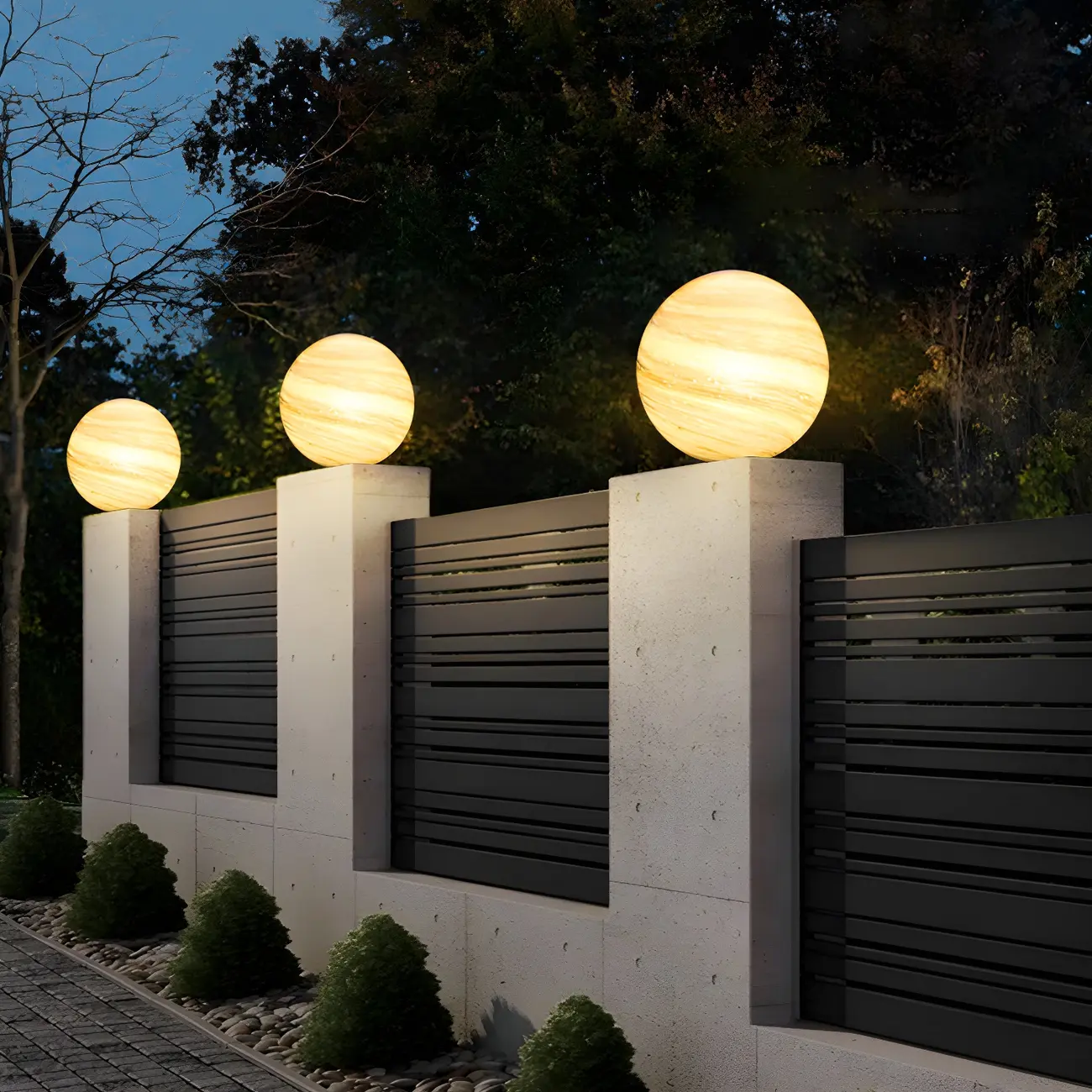 Yellow and Blue Glass Planet-Theme Globe Shade Post Cap Light