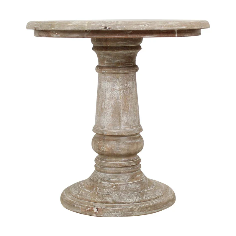 Kafe Natural Mango Wood Round Side Table by East at Main