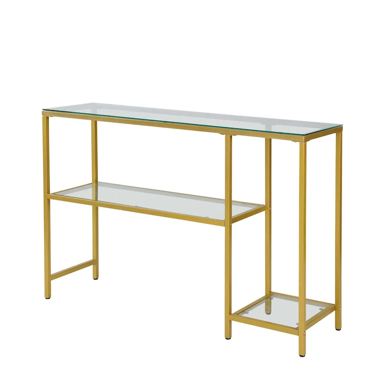 Carolina Living Rayna Console Table with Shelves - Gold