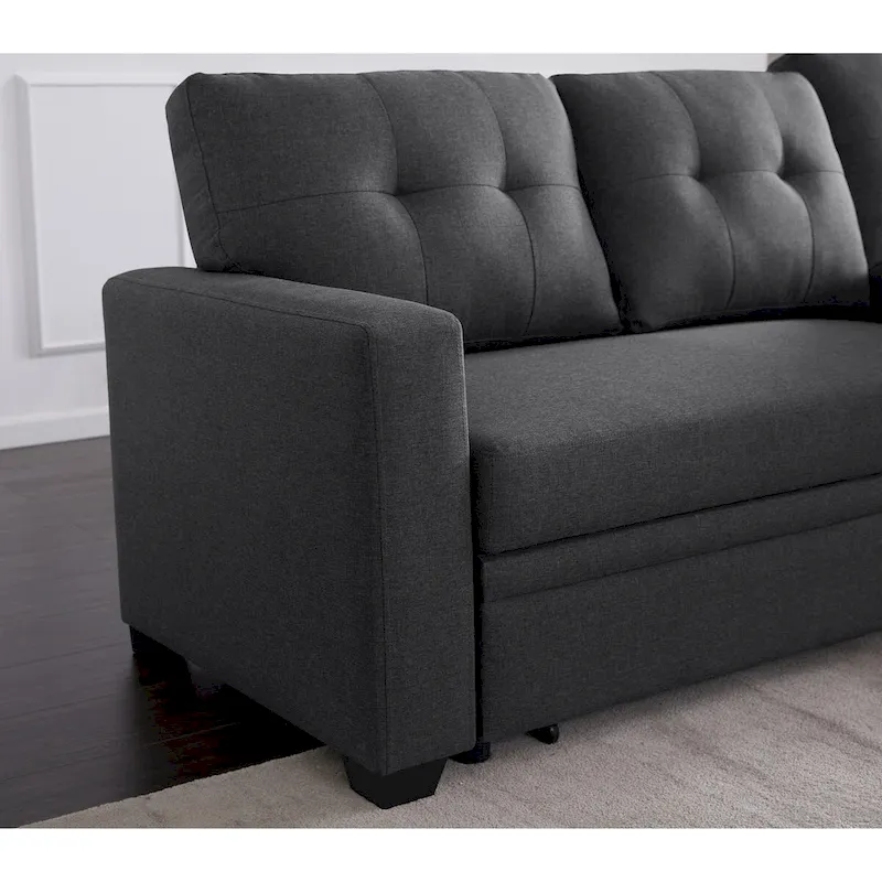 Upholstered Pull Out Sectional Sofa with Chaise - 82W x 53D x 34.5H