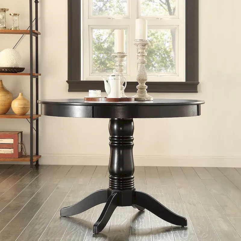 Wilmington Black Round Pedestal Dining Table by iNSPIRE Q Classic - Dining Table