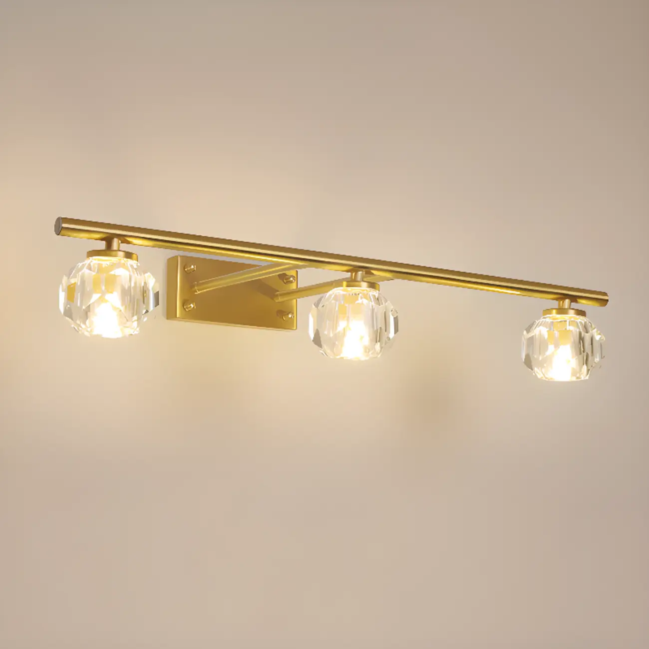 Elegant Linear Globe Brass Crystal Vanity Lights in Multi-Light