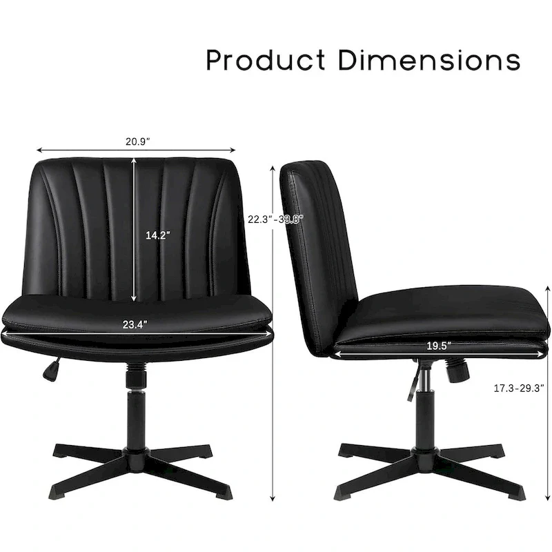 Criss Cross Chair Armless Office Desk Chair No Wheels,PU Leather Padded Modern Swivel Vanity Chair office chair