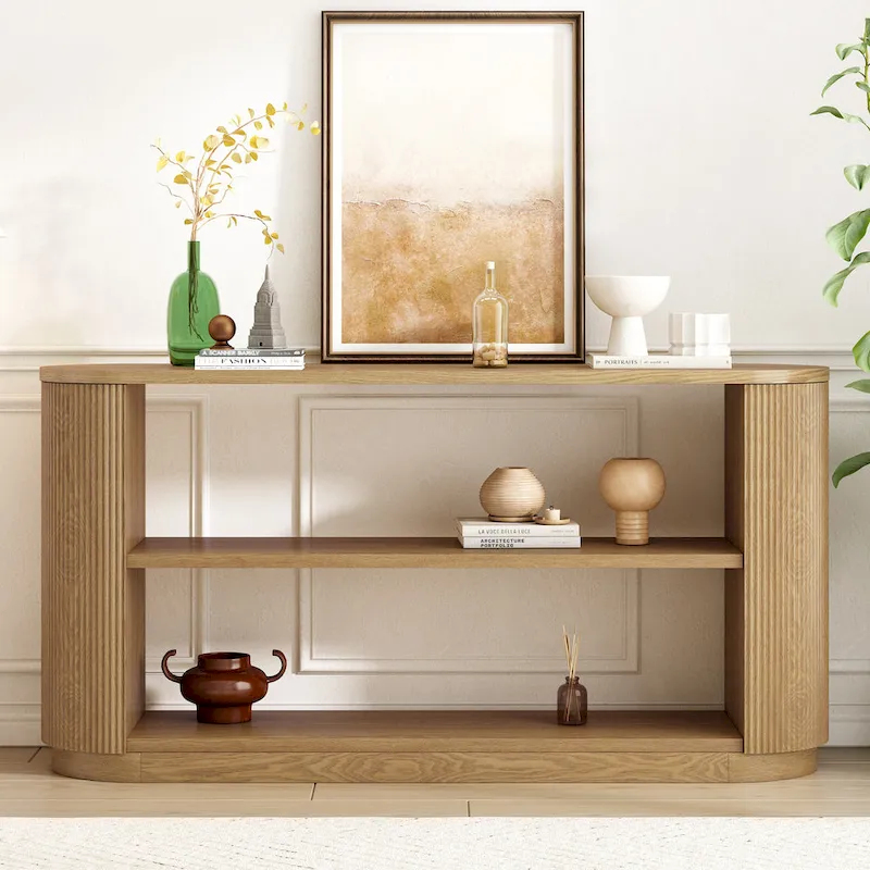 Christopher Knight Home - Mirod Modern Entryway Console Table with Open Shelf & Elegant Wood Grain Design