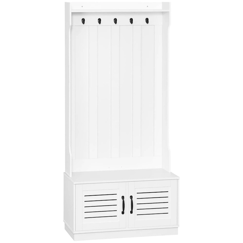 Light Oak and White Shoe Cabinet with Drop Down Drawer