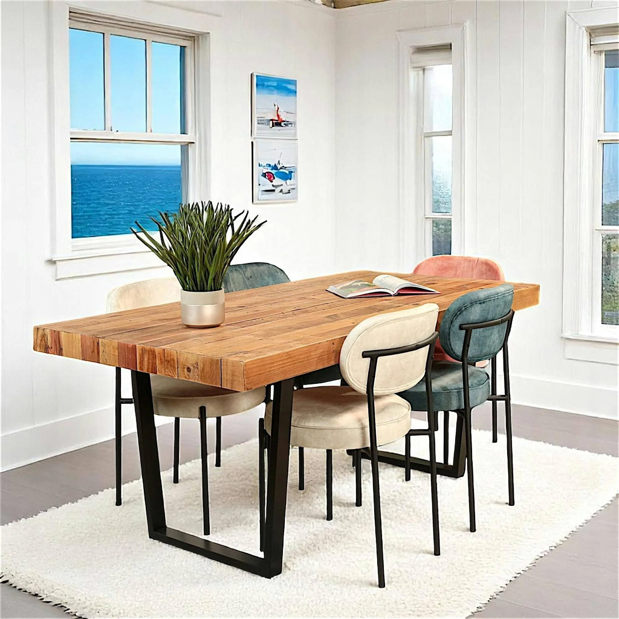 Table - Bois/Acier Noir