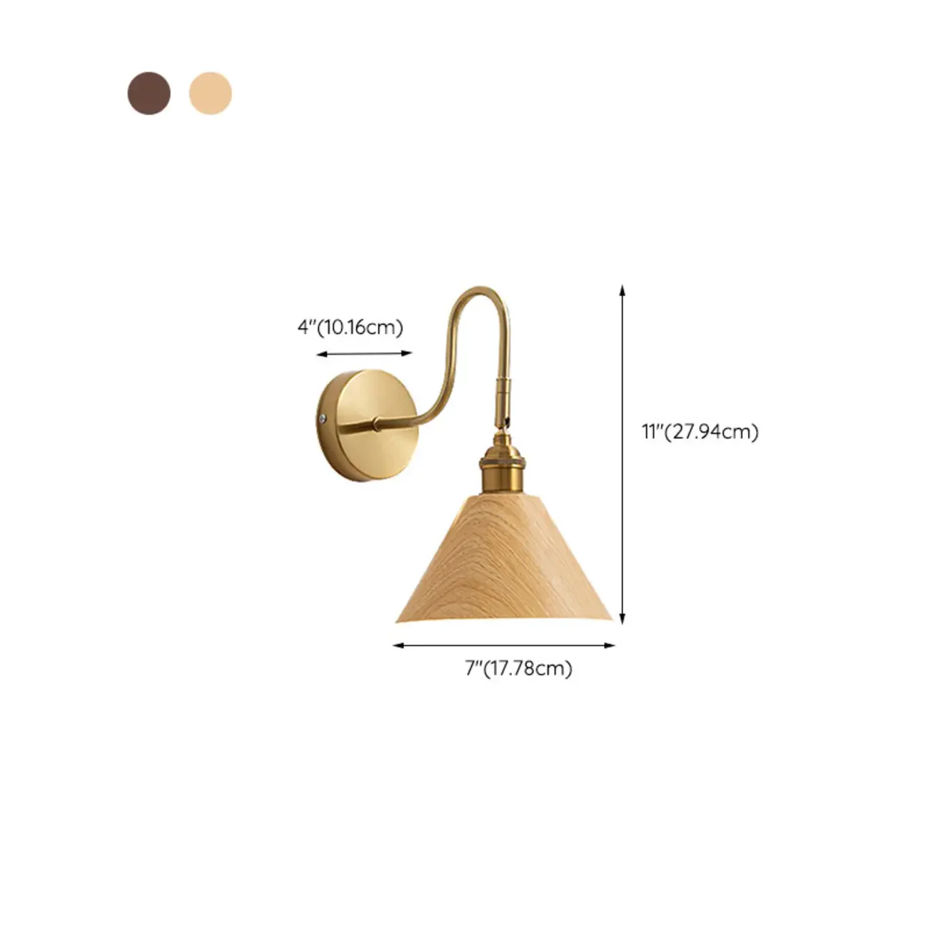 Mini Cone Modern Vanity Light with Walnut Shade