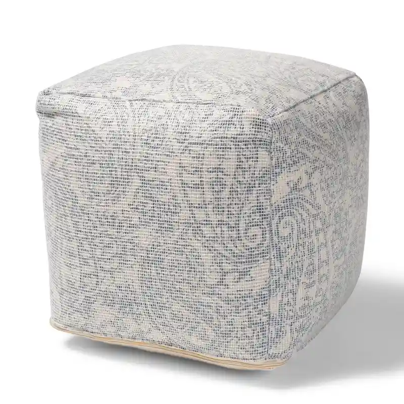 Satsuma Handwoven Paisley Pattern Pouf Ottoman