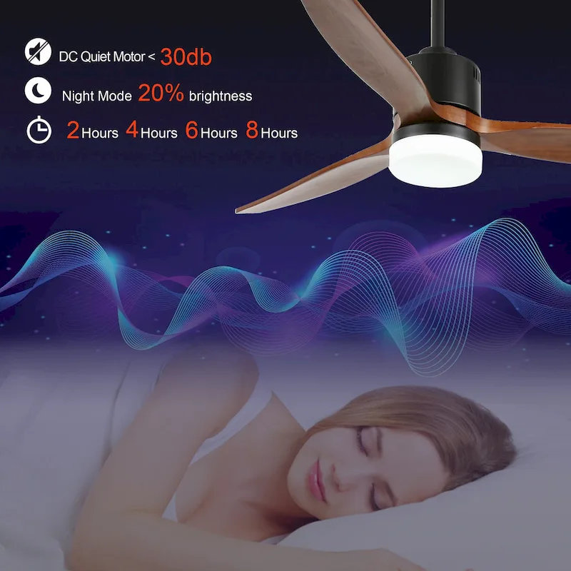 Bella Depot 52  Wood Reversible LED Ceiling Fan with Dimmable Light and Remote Control - 52 inches