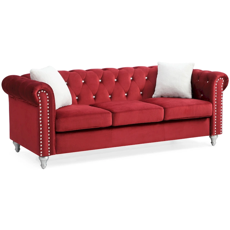 Raisa Microsuede Velvet Tufted Sofa