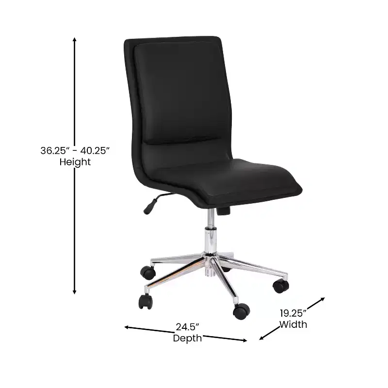 Emma and Oliver Modern Faux Leather Upholstered Mid-Back Home Office Chair with 5 Star Base and Pneumatic Seat Height Adjustment