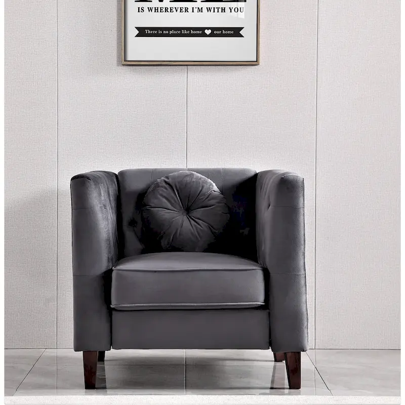 US PRIDE FURNITURE Velvet Classic Chesterfield Chair with Wood legs