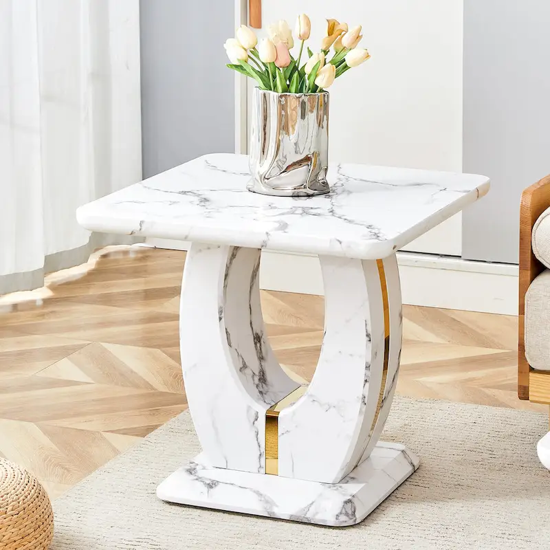 23.6 Square Coffee Table with Gold-Tone Leg Strips