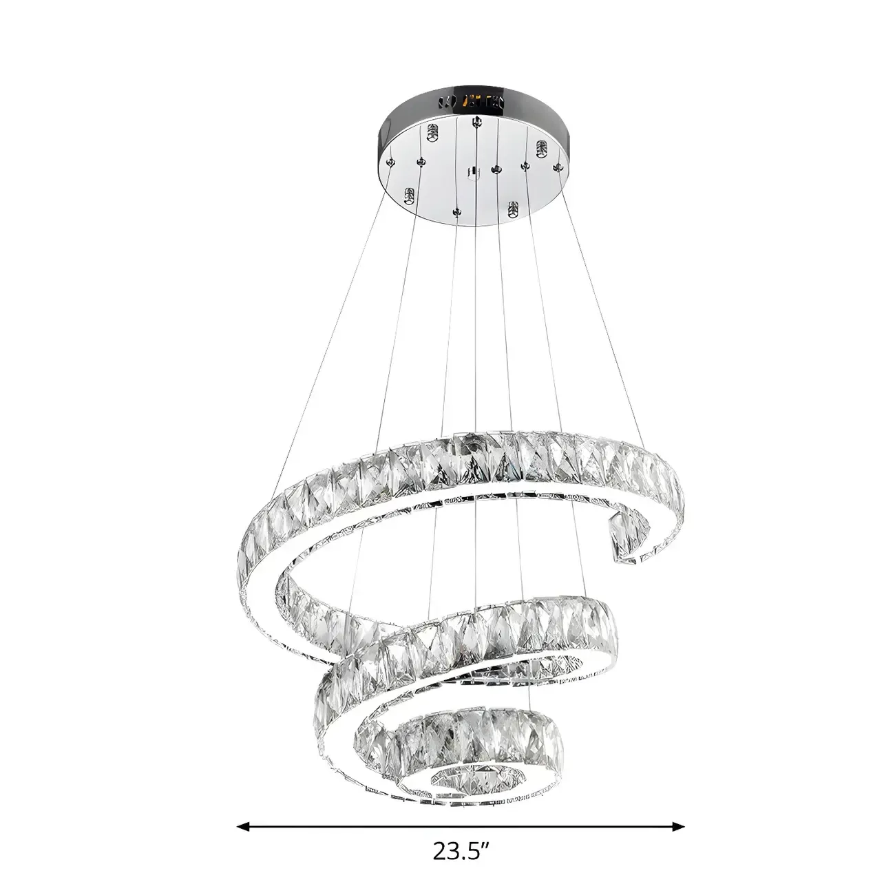 Large Modern Spiral LED Ceiling Crystal Chandelier Tiered Light