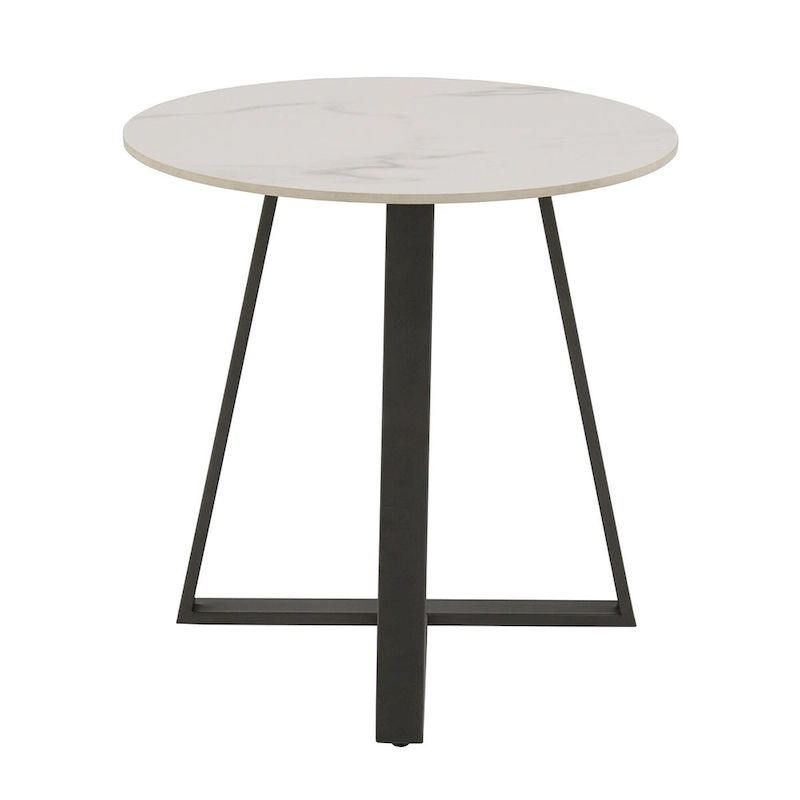 Jurmala Glossy Sintered Stone with Grey Metal Base End Table by iNSPIRE Q Modern