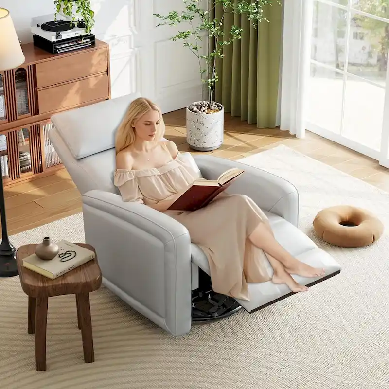 Manual Reclinder, 360 Swivel Rocking Glider Reclinder Chair with Ergonomic Backrest