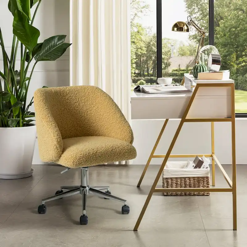 Joah Modern Boucle 360 Swivel Height Adjustable Swivel Office Chair with Rolling Wheels by  - N/A