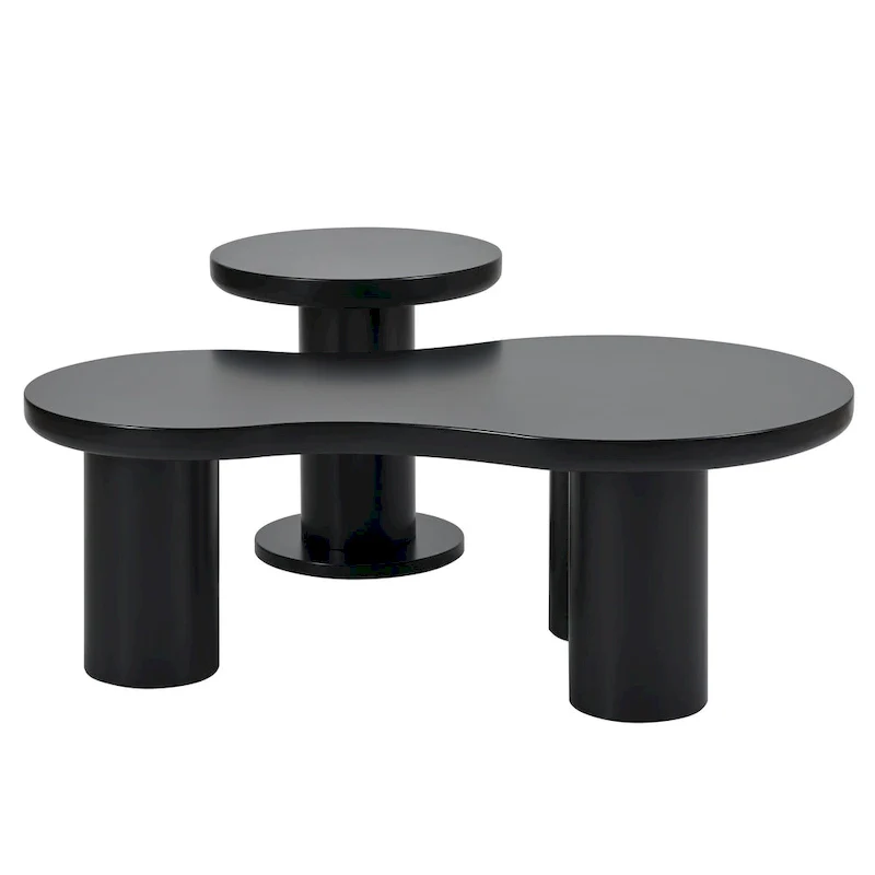 Set of 2 Nesting Cloud Coffee Table with Round Small Side Table