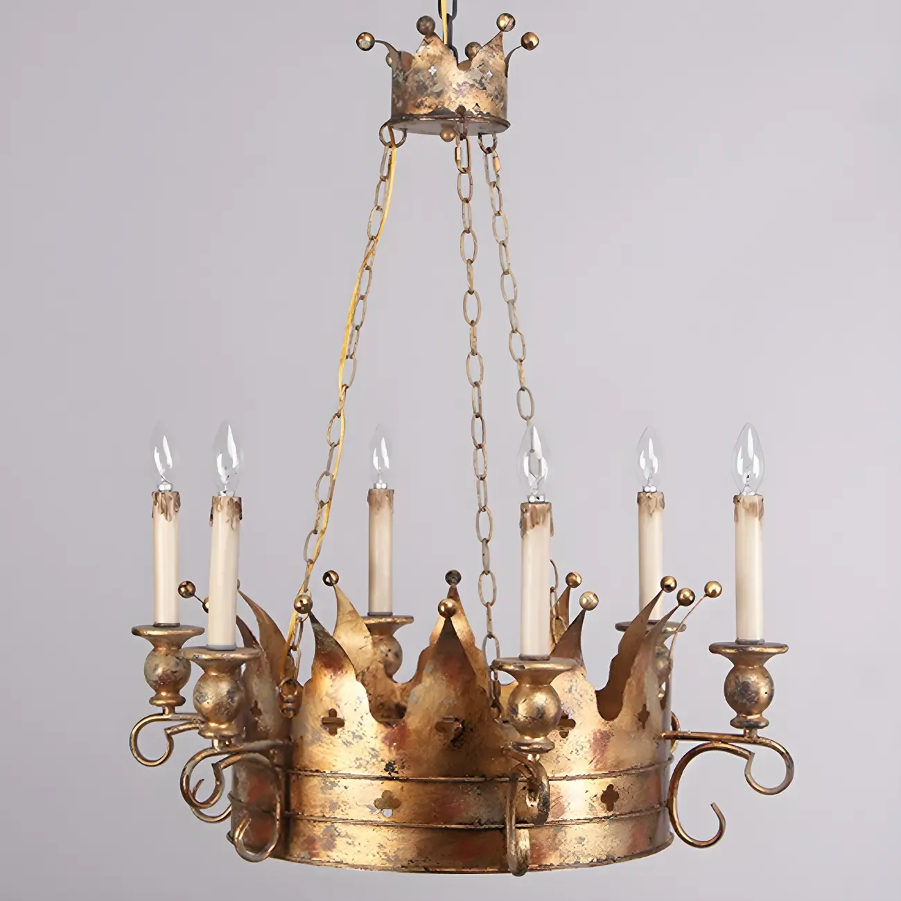 Gold Crown Iron Structure Royal Style Chandelier