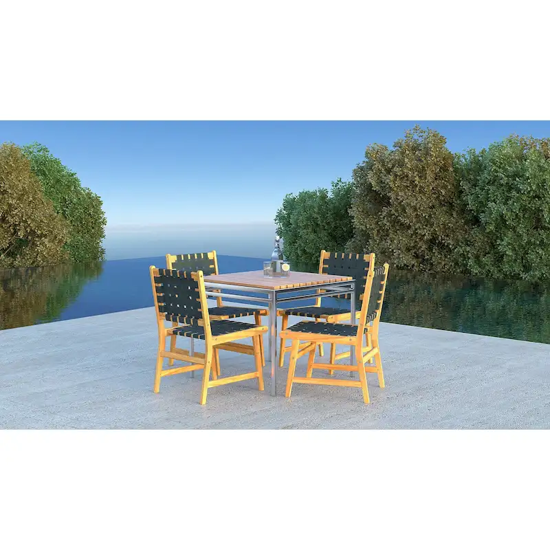 Indoor-Outdoor Armless Dining Side Chair, Black