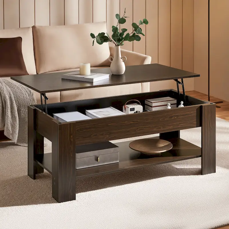 Yaheetech 47.5 Lift Top Coffee Table, Hidden Compartment/ Open Shelf