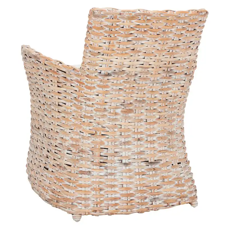 SAFAVIEH Ginny Wicker Washed Out Grey Arm Chair - 28 W x 24 D x 33 H - 28Wx24Dx33H