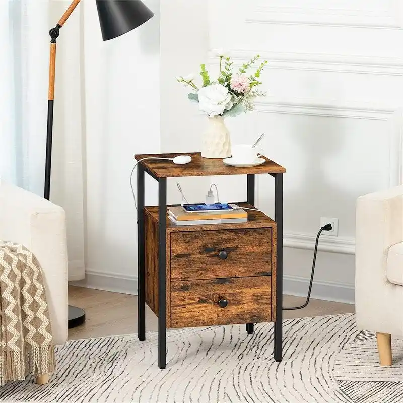 End Table with Charging Station - 15.7D x 15.7W x 24H
