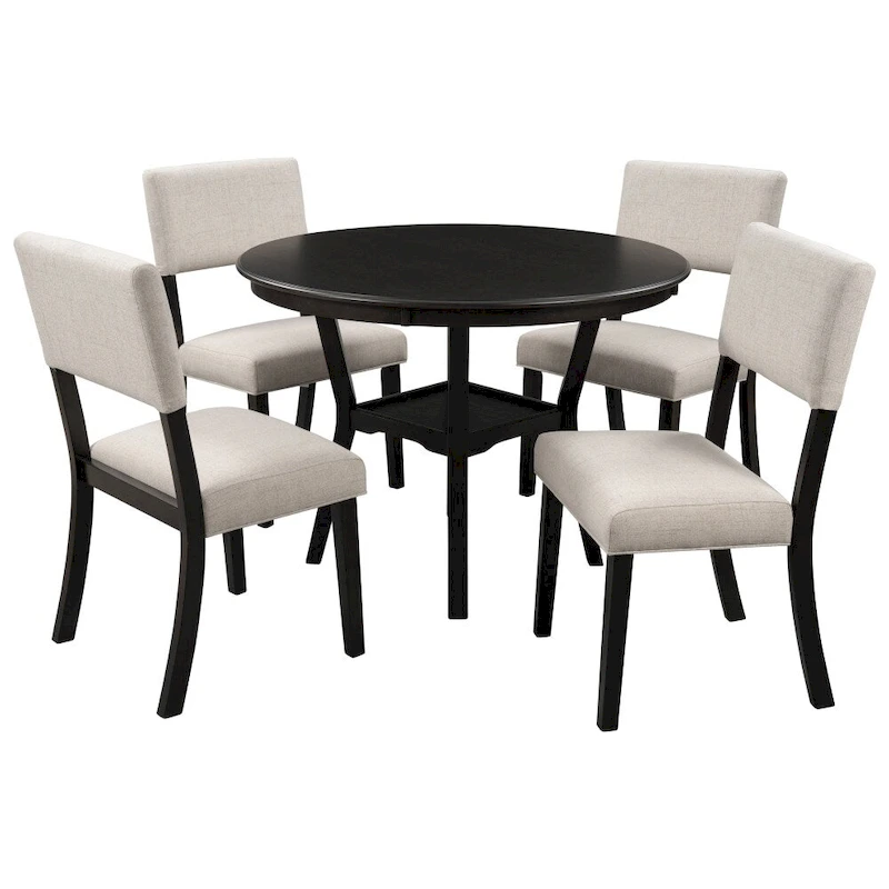 5-Piece Kitchen Dining Table Set with 4 Upholstered Chairs