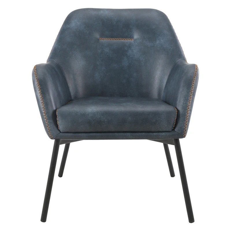 Brooks Accent Chair in Faux Leather with Stitch and Black Legs