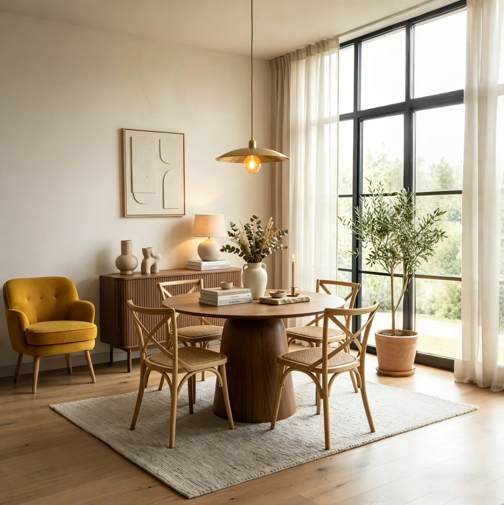 Dining Chair, Cross-Back, Natural Rattan Seat, Elm Wood Frame, Capped Feet, Seats 1, White/Black & Harbor