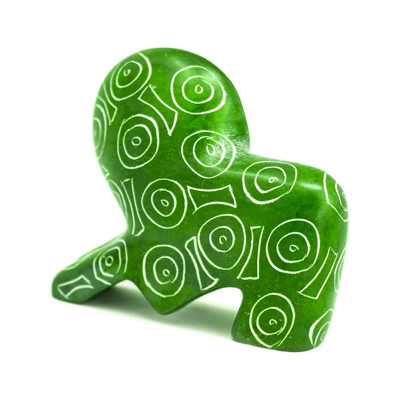 Small Soapstone Lion Figurine - Set of 3 Green