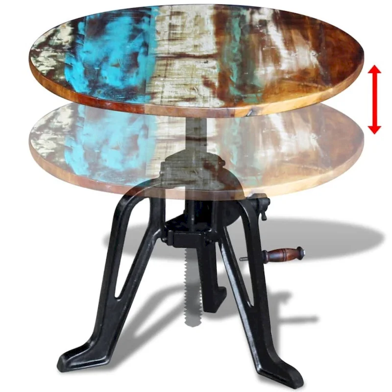 vidaXL Side Table Round Coffee End Table Sofa Table Solid Wood and Cast Iron