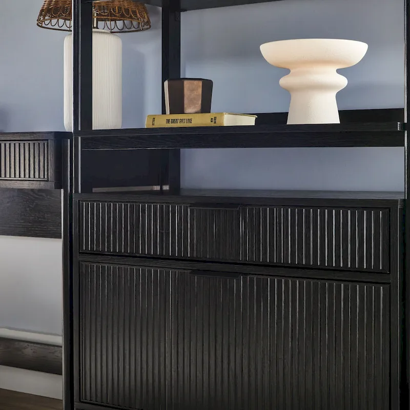 3-Piece Writing Desk Set with 2 Wide Bookcases