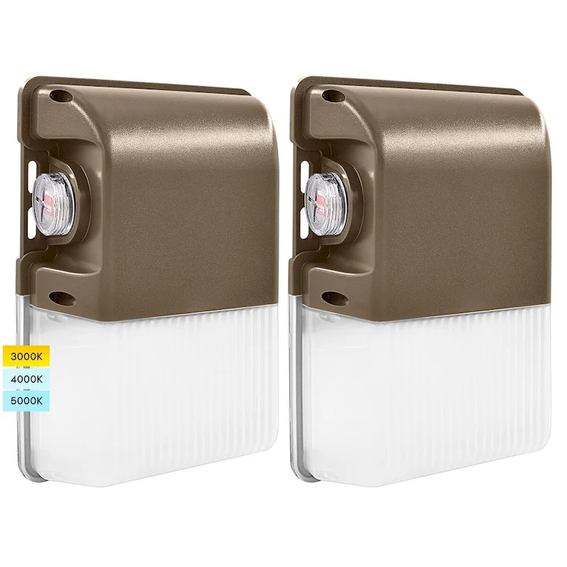 Luxrite 15/20/25W LED Wall Pack Light with Photocell, 3CCT, 1800/2400/3000LM, Dusk to Dawn, IP65, Dimmable 2-Pack