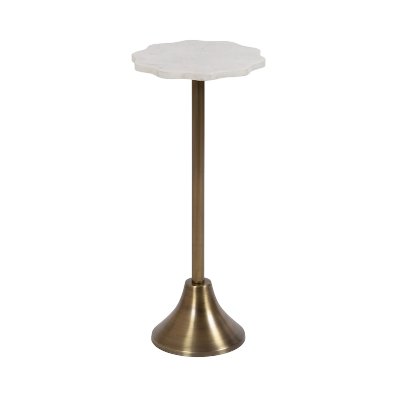 Kate and Laurel Sanzo Scalloped Marble and Metal Drink Table
