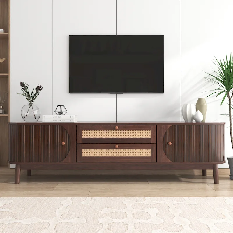 Modern Farmhouse Rattan TV Stand