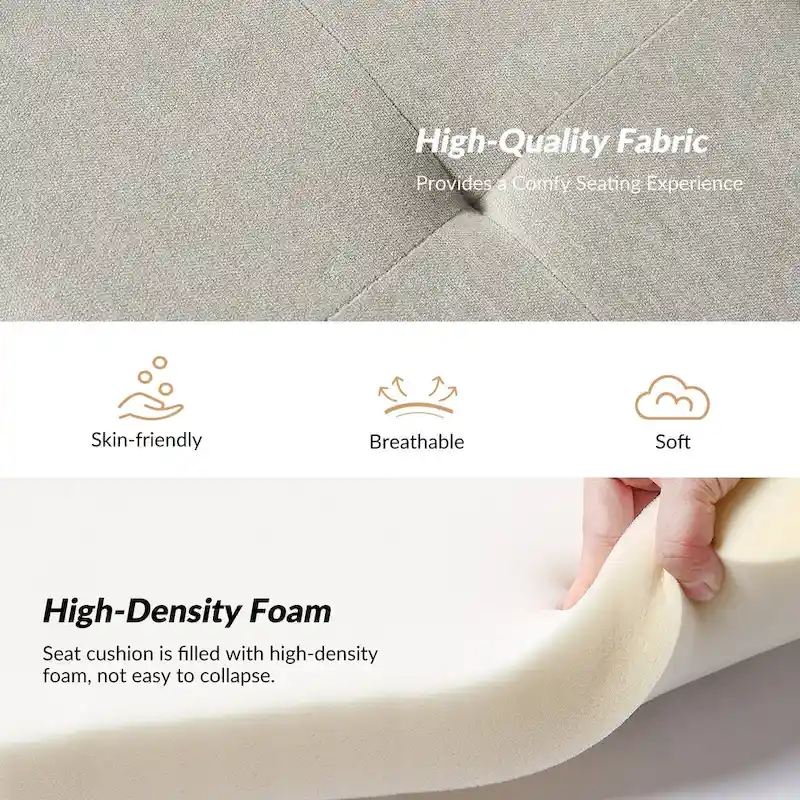 Luis Modern Upholstered Low Back Bench with Sturdy Golden Metal Tapered Leg by HULALA HOME